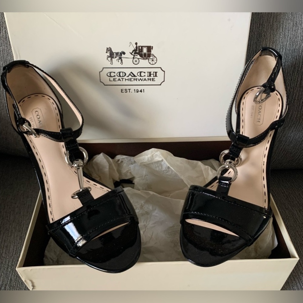 Coach Black kitten  Heel Sandals
